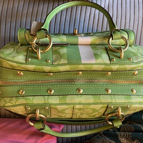 NWOT Sassy Large Bright Green Coach Satchel-Whimsical & Fun Bag - Picture 6 of 12